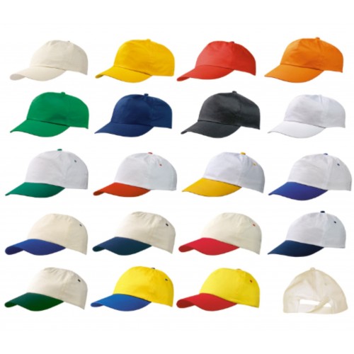 022550 Καπέλο αμερικάνικο βαμβακερό με Velcro πεντάφυλλο μονόχρωμο και δίχρωμο