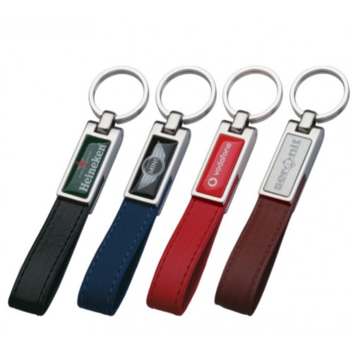 02521 Μπρελόκ μεταλλικό με λουράκι από δερματίνη