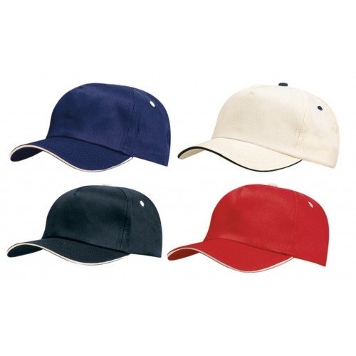 022569 Καπέλο αμερικάνικο βαμβακερό με Velcro πεντάφυλλο μονόχρωμο με ρίγα