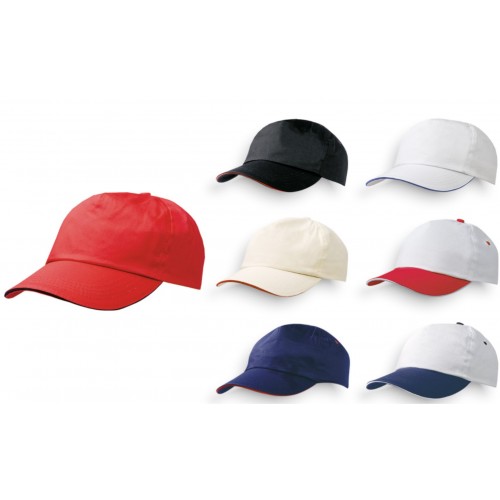 022561 Καπέλο αμερικάνικο βαμβακερό με Velcro πεντάφυλλο μονόχρωμο και δίχρωμο με ρίγα