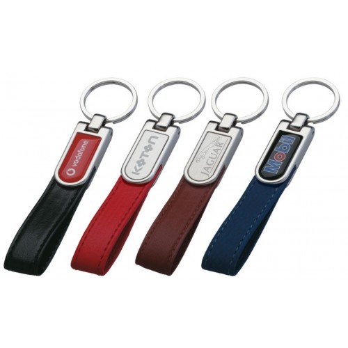 02529 Μπρελόκ μεταλλικό με λουράκι από δερματίνη